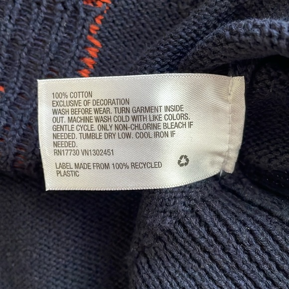 CAT AND JACK Blue Orange Fox Knit Sweater Toddler Boy Size 4T Color Block Cotton - Picture 3 of 7